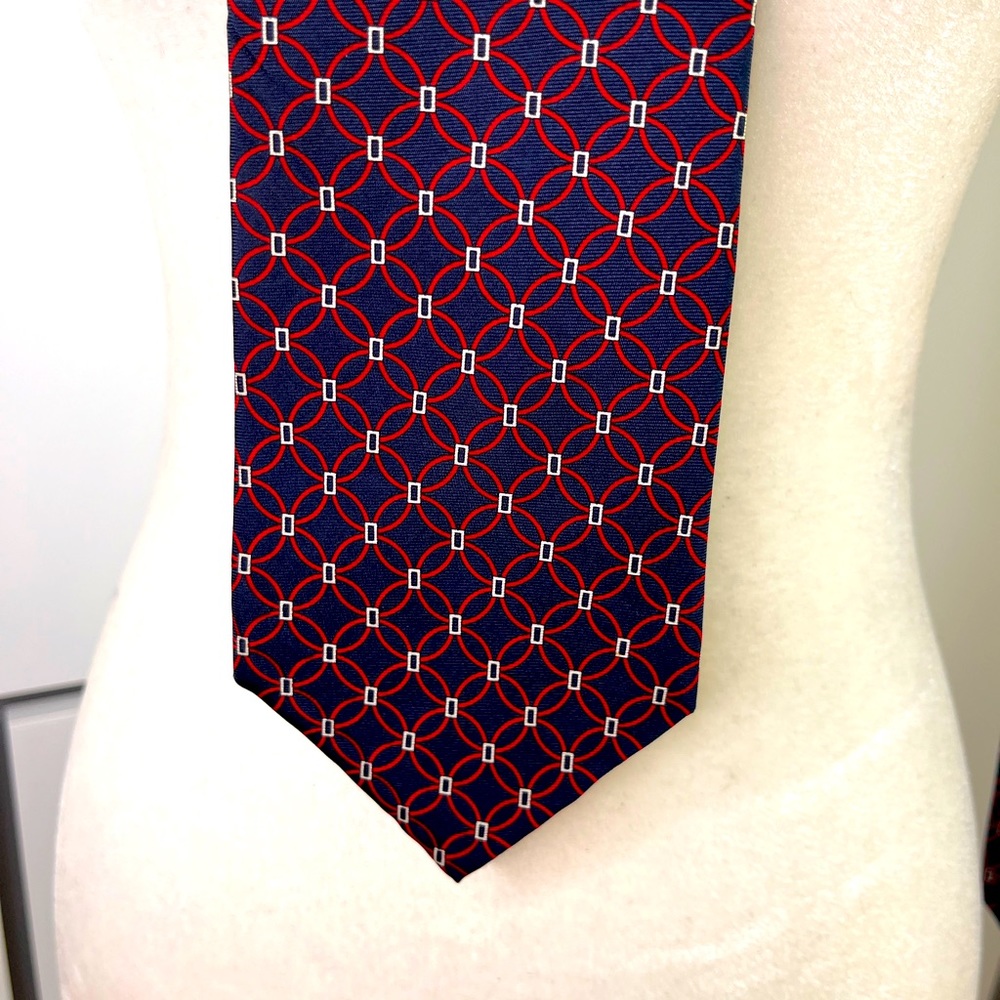 Lord & Taylor Men's Necktie Burgundy Navy Neat Dot Pattern